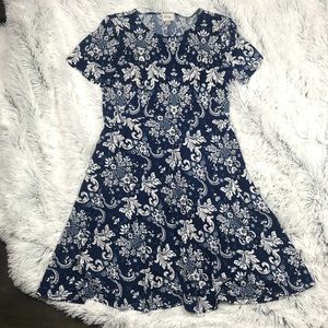 Beige by ECI blue fit and flare paisley dress